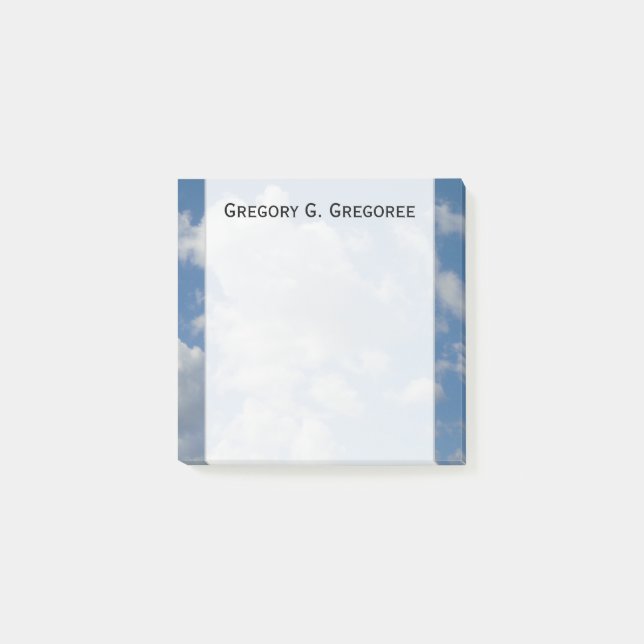 Bloco Post-it Nuvens brancas/cinzentas e céu azul + Nota (Frente)