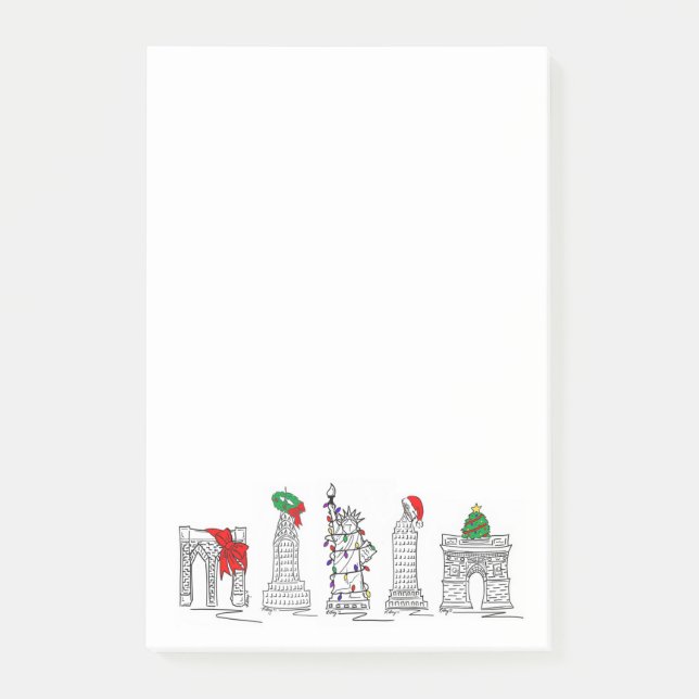 Bloco Post-it NYC Christmas Xmas Landmarks Architecture Nova Yor (Frente)