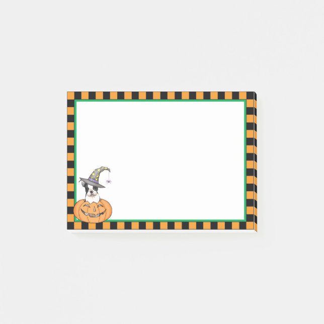 Bloco Post-it O Dia das Bruxas Boston Terrier (Frente)