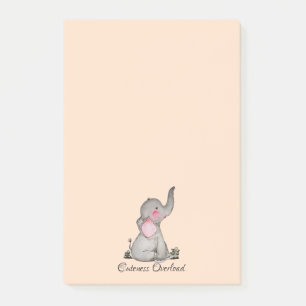 Bloco Post-it O elefante bonito do bebê da aguarela com cora &