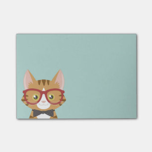 Bloco Post-it O gato alaranjado do hipster do gato malhado caço