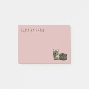 Bloco Post-it O gato médio doméstico do cabelo adiciona seu