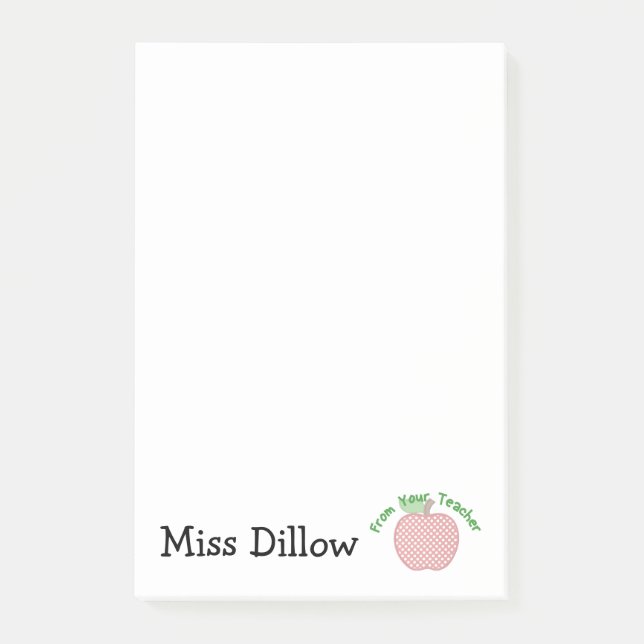 Bloco Post-it O post-it de Apple do professor 4x6 personalizado (Frente)