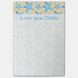 Bloco Post-it O teste padrão azul da estrela do mar da