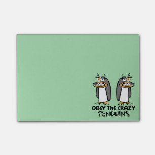 Bloco Post-it Obedeça o design gráfico dos pinguins loucos