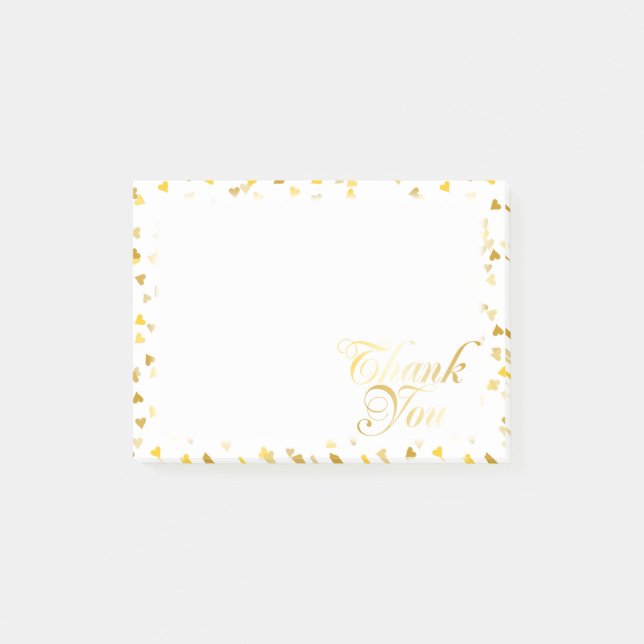 Bloco Post-it Obrigado, Dourados Corações (Frente)