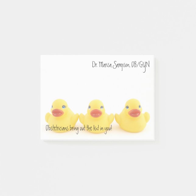Bloco Post-it Obstetras e Patos Amarelos de Borracha (Frente)