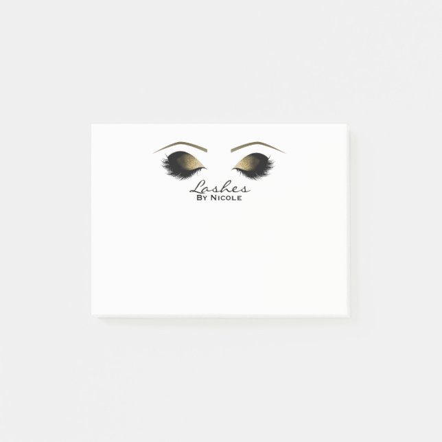 Bloco Post-it Olhos Dourados Maquiagem Lashes Olhais Personaliza (Frente)