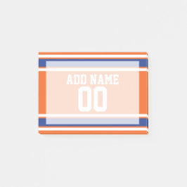 Bloco Post-it Orange Blue Sports Jersey com nome e número