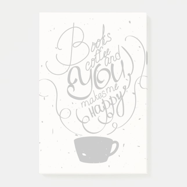 Bloco Post-it Os livros café e você fazem-me feliz (Frente)