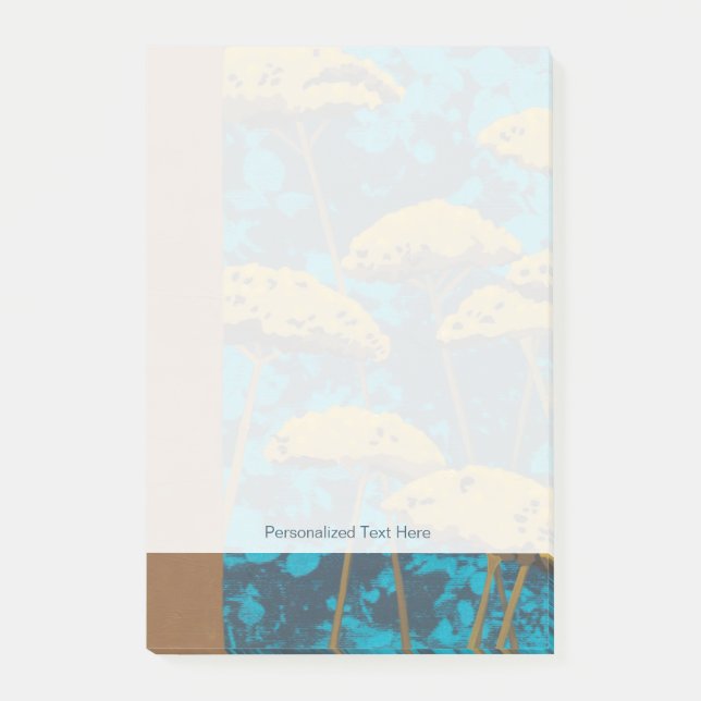 Bloco Post-it Ouro Yseta Garden com fundo azul (Frente)