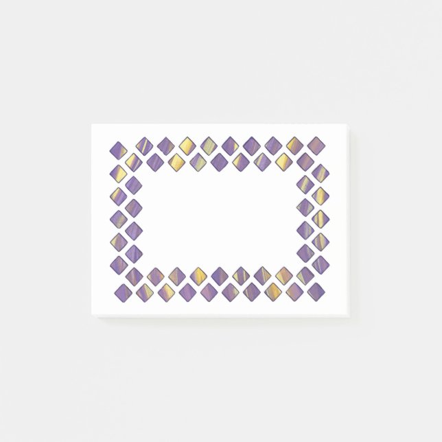Bloco Post-it Ouros Amarelos Roxos Postam as notas (Frente)