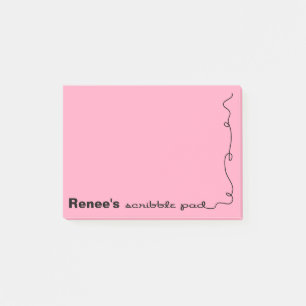 Bloco Post-it Pad de Scribble Rosa de Nome Personalizado