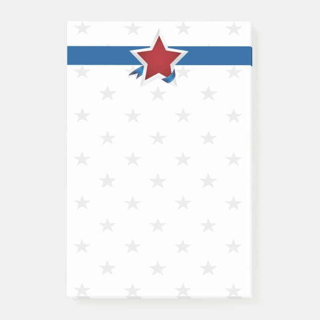 Bloco Post-it Padrão branco vermelho e Americana azul (Frente)