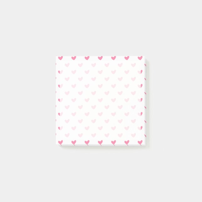 Bloco Post-it Padrão cardíaco branco-rosado-Namorados elegante (Frente)