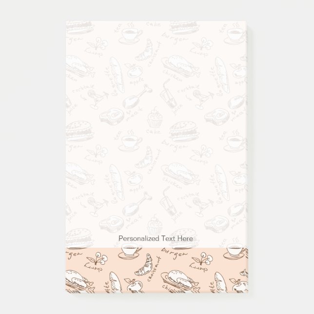 Bloco Post-it Padrão com Comida (Frente)