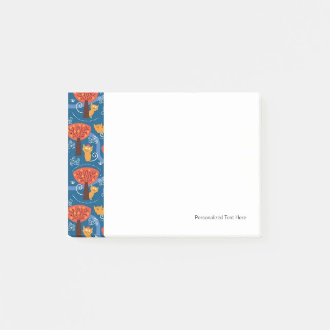 Bloco Post-it padrão com gatos e pássaros bonitos (Frente)