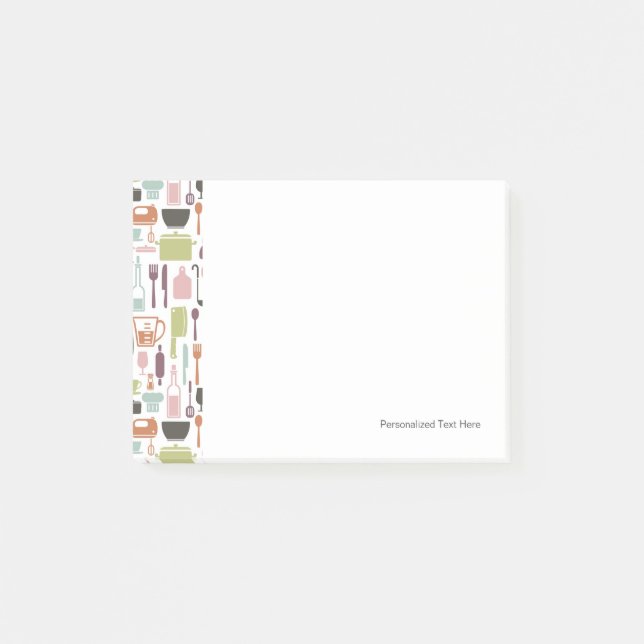 Bloco Post-it Padrão com ícones coloridos de cozinhar (Frente)