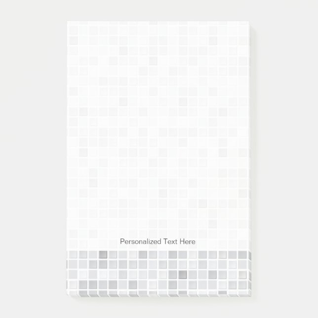 Bloco Post-it Padrão de Azulejos de Cinza (Frente)