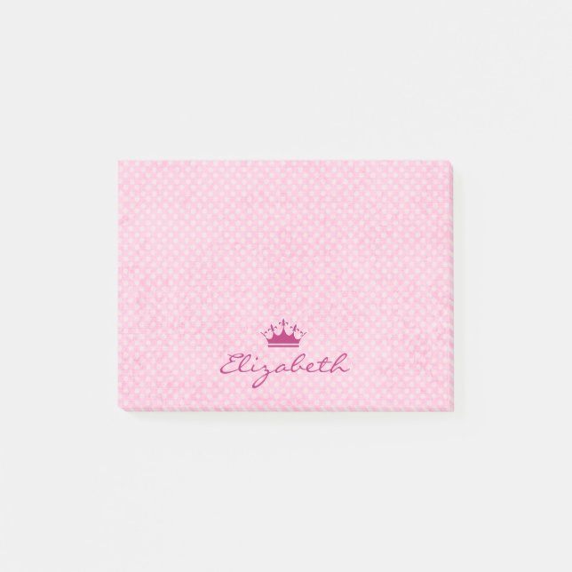 Bloco Post-it Padrão de Bolinhas rosa personalizado Tiara (Frente)