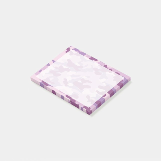 Bloco Post-it Padrão de Camuflagem Lilás Roxo (Inclinado)