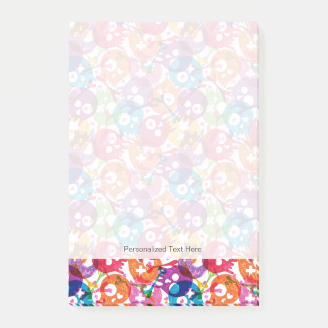 Bloco Post-it Padrão de crânios (Frente)