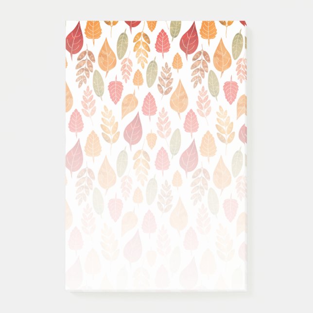 Bloco Post-it Padrão de Folhas de outono pintadas (Frente)