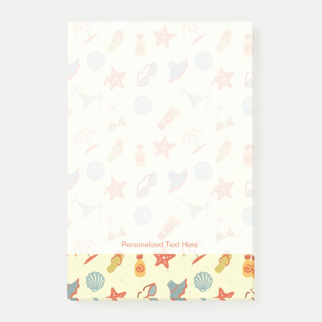 Bloco Post-it Padrão de Praia de Verão (Frente)