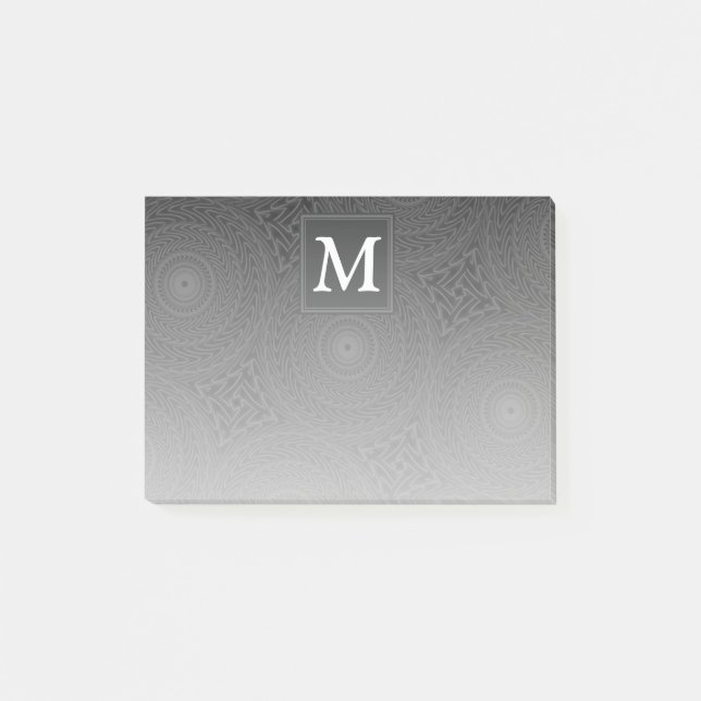 Bloco Post-it Padrão dos círculos do carvão monograma (Frente)