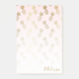 Bloco Post-it Padrão Dourado de abacaxi