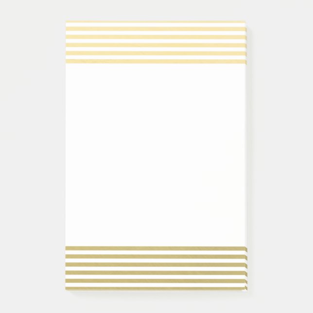 Bloco Post-it Padrão Faux Gold Foil White Stripes (Frente)