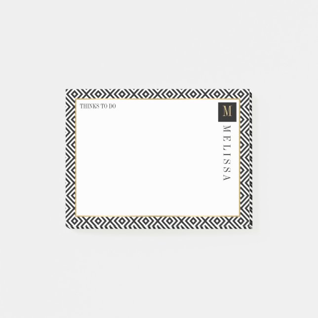 Bloco Post-it Padrão Geométrico Preto E Branco (Frente)