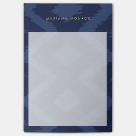 Bloco Post-it PADRÃO IKAT DO DESIGNER em AZUL Personalizado