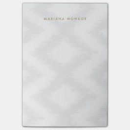 Bloco Post-it PADRÃO IKAT DO DESIGNER em CINZAS/WHITE Personaliz