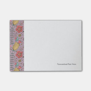 Bloco Post-it padrão Na moda floral com flores