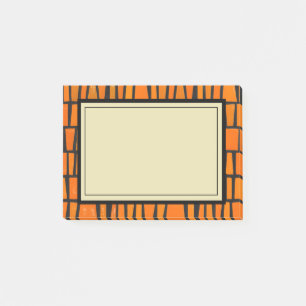 Bloco Post-it Padrão tribal africano laranja e preto