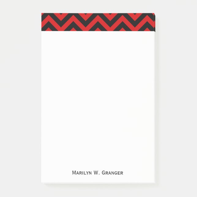 Bloco Post-it Padrão ZigZag vermelho, preto Grande Chevron (Frente)
