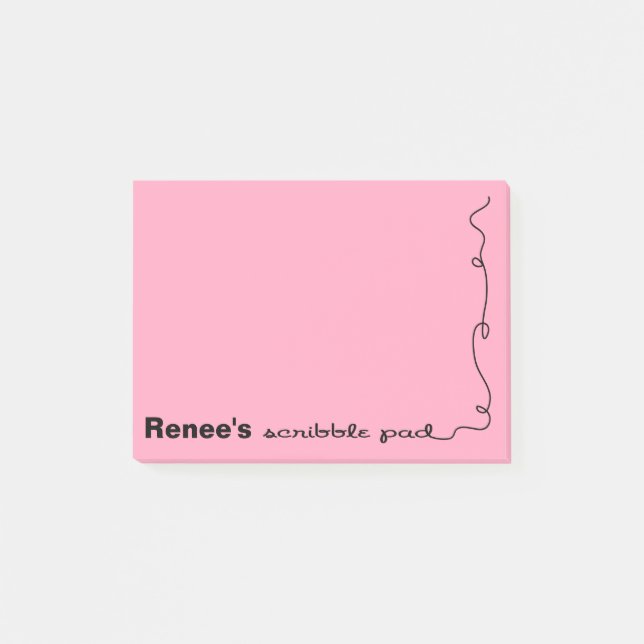 Bloco Post-it Painel de Escrivagem Rosa de Nome Personalizado (Frente)