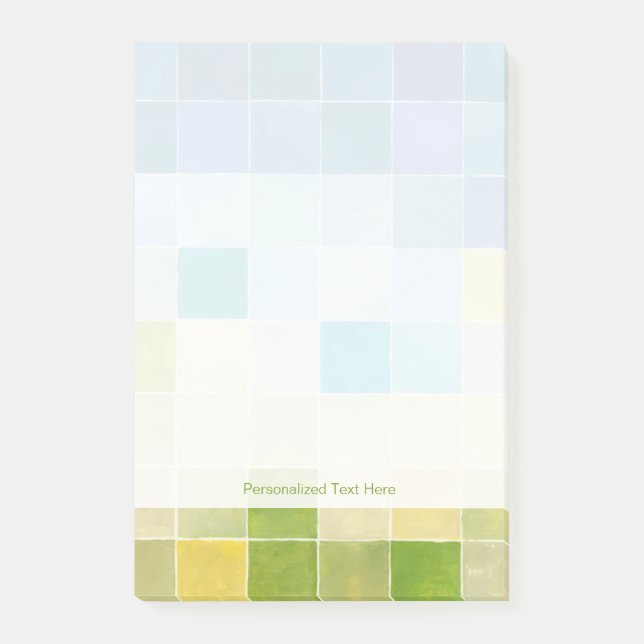 Bloco Post-it Paisagem com Quadrados Pixilados Multicoloridos (Frente)