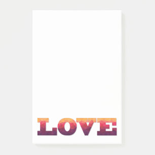 Bloco Post-it Palavra de amor púrpura, rosa posta