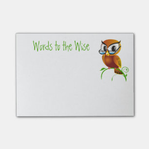 Bloco Post-it Palavras para o Cartoon da Coruja Sábica