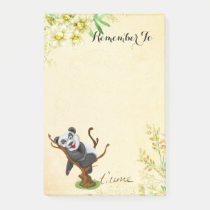 Bloco Post-it Panda Bonita Com Flores Amarelas