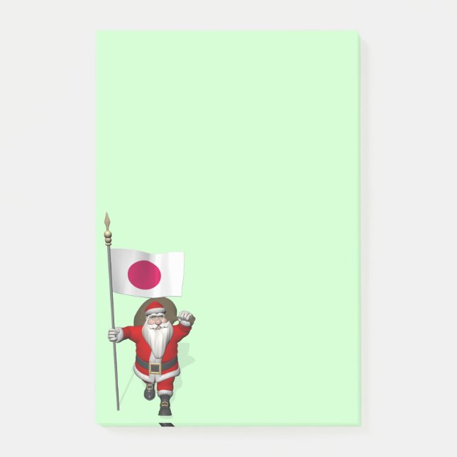 Bloco Post-it Papai Noel Com Estandarte Do Japão (Frente)