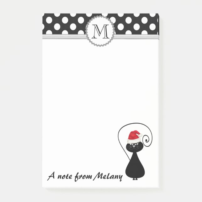 Bloco Post-it Papais noeis brancos engraçados gatas monograma bo (Frente)