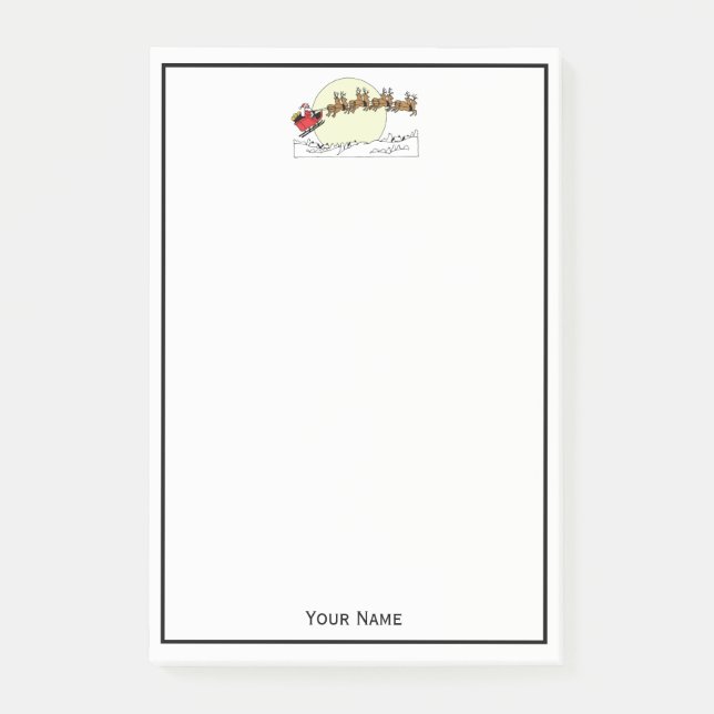 Bloco Post-it Papais noeis Reindeer Sobre A Cidade Coberta De Ne (Frente)