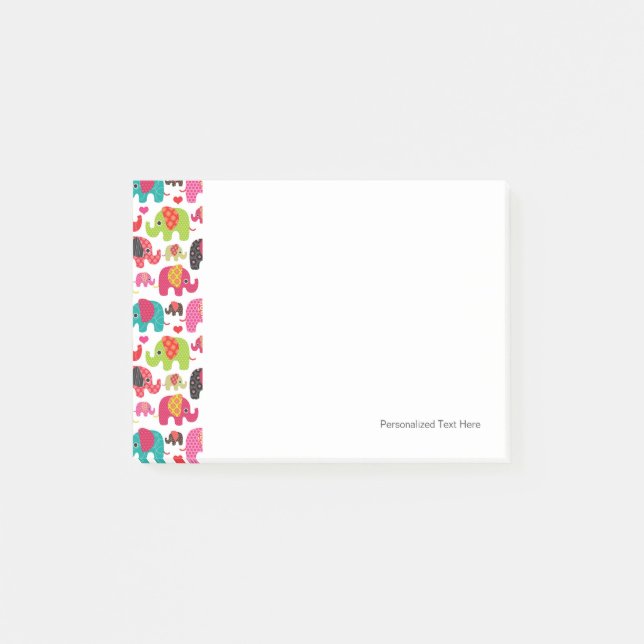 Bloco Post-it papel de parede retro elefante para crianças (Frente)