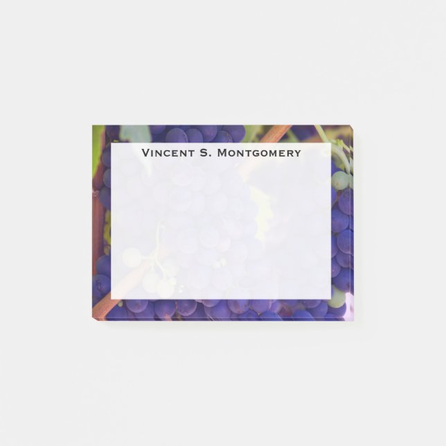 Bloco Post-it Papel timbrado com videiras de uva roxa azul (Frente)