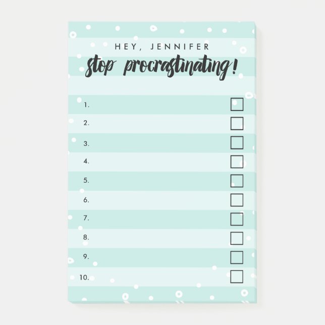 Bloco Post-it Parar Procrastinação - Casa de Seleção para Fazer  (Frente)