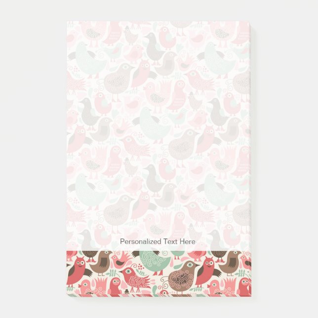 Bloco Post-it passado com aves bonitas (Frente)