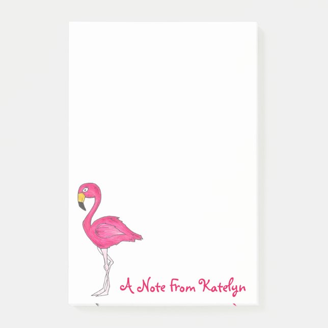 Bloco Post-it Pássaro Tropical de Flamingo Rosa Personalizado (Frente)